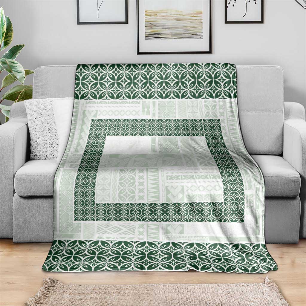 Samoa Siapo Green Trimmed Blanket Samoa White Sunday - Polynesian Pride