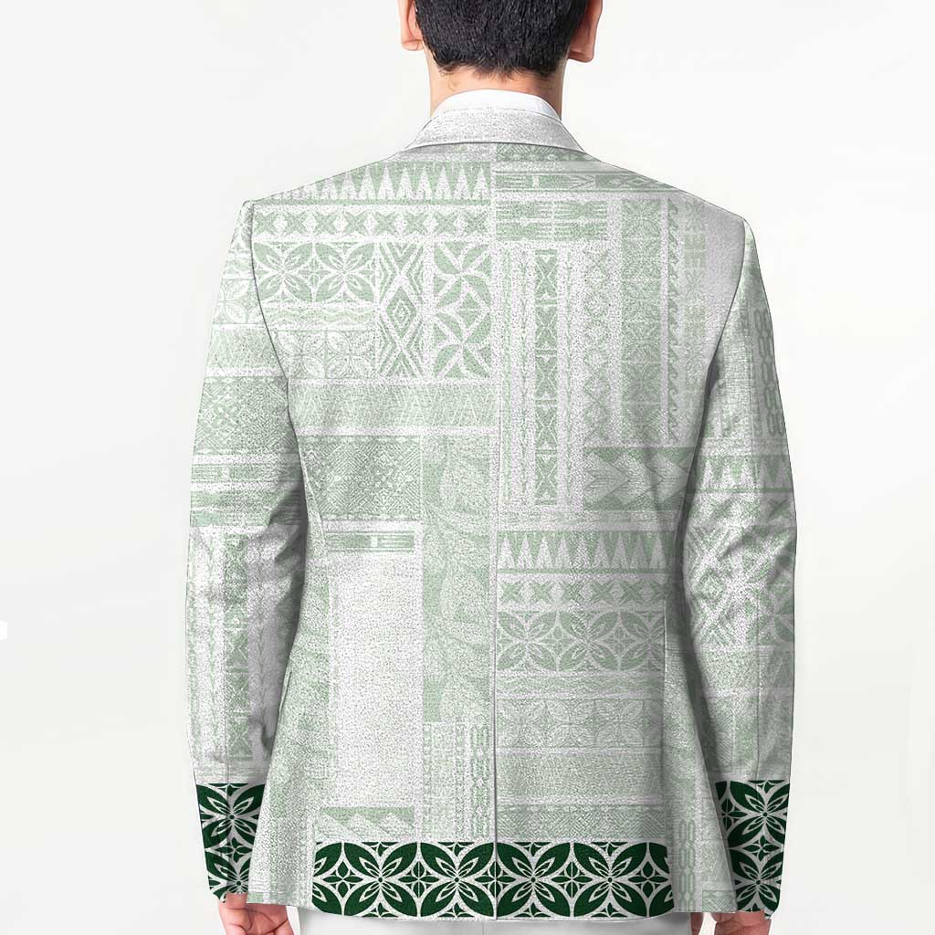 Samoa Siapo Green Trimmed Blazer Samoa White Sunday - Polynesian Pride