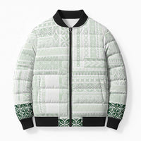 Samoa Siapo Green Trimmed Bomber Puffer Jacket Samoa White Sunday LT01 Unisex Green - Polynesian Pride
