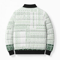 Samoa Siapo Green Trimmed Bomber Puffer Jacket Samoa White Sunday LT01 - Polynesian Pride