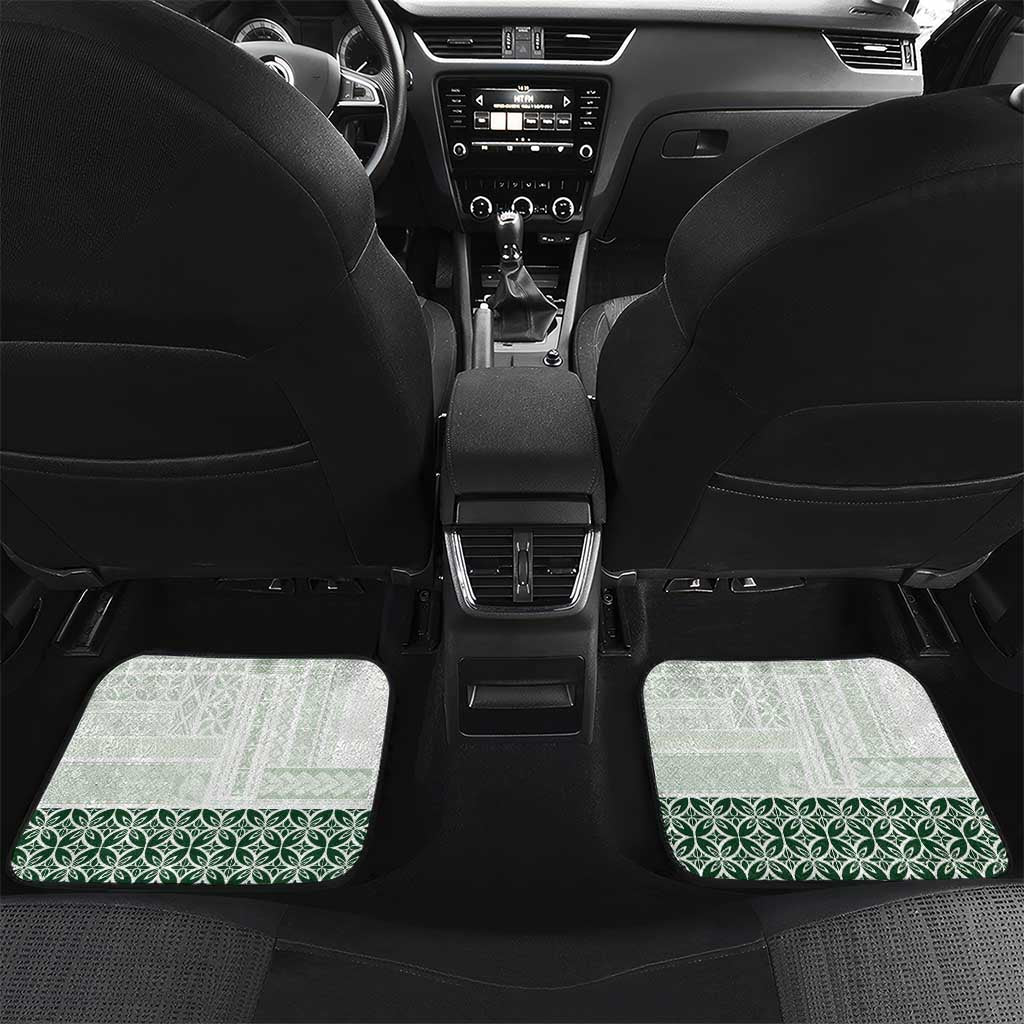 Samoa Siapo Green Trimmed Car Mats Samoa White Sunday LT01 Set 2pcs - Back Green - Polynesian Pride
