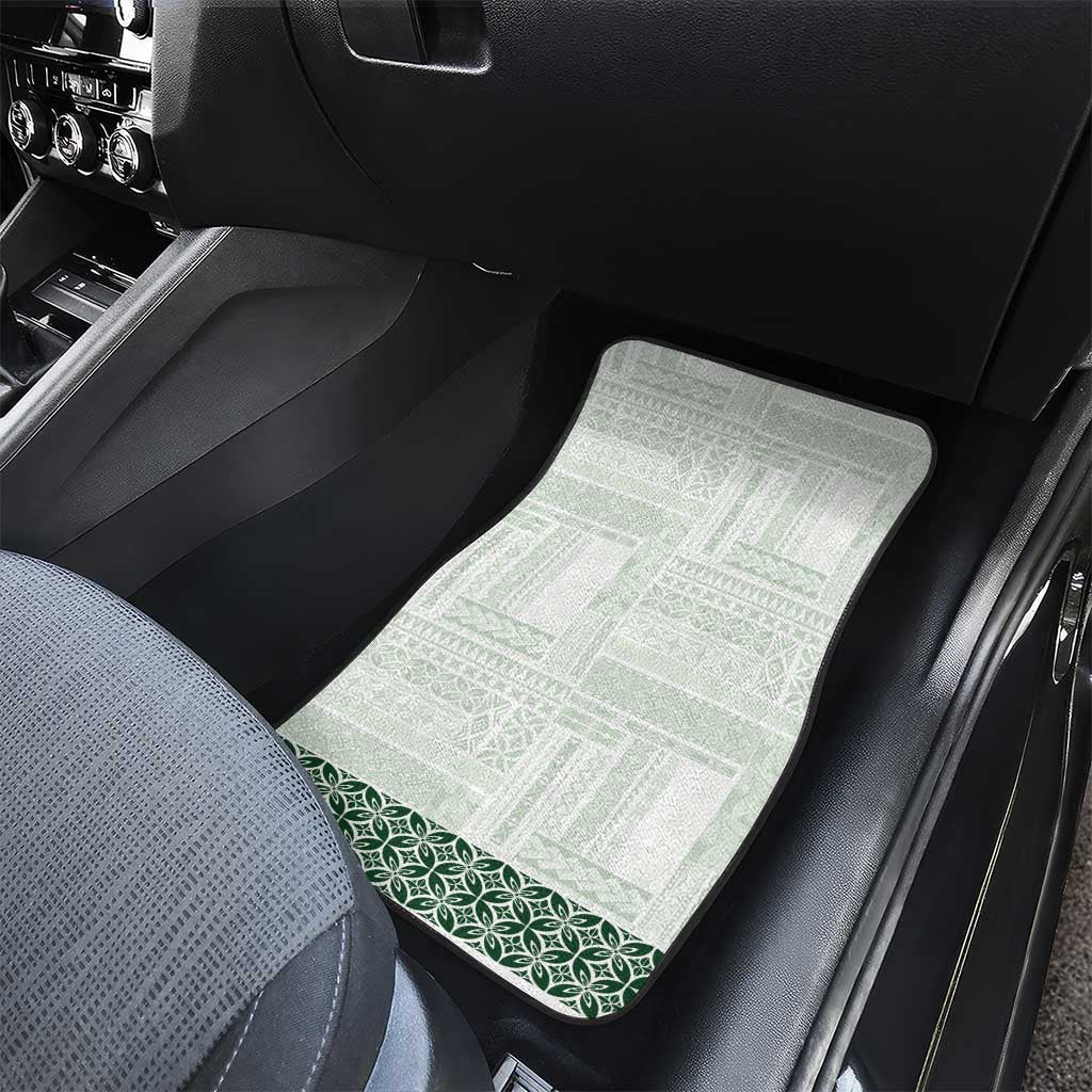 Samoa Siapo Green Trimmed Car Mats Samoa White Sunday LT01 - Polynesian Pride