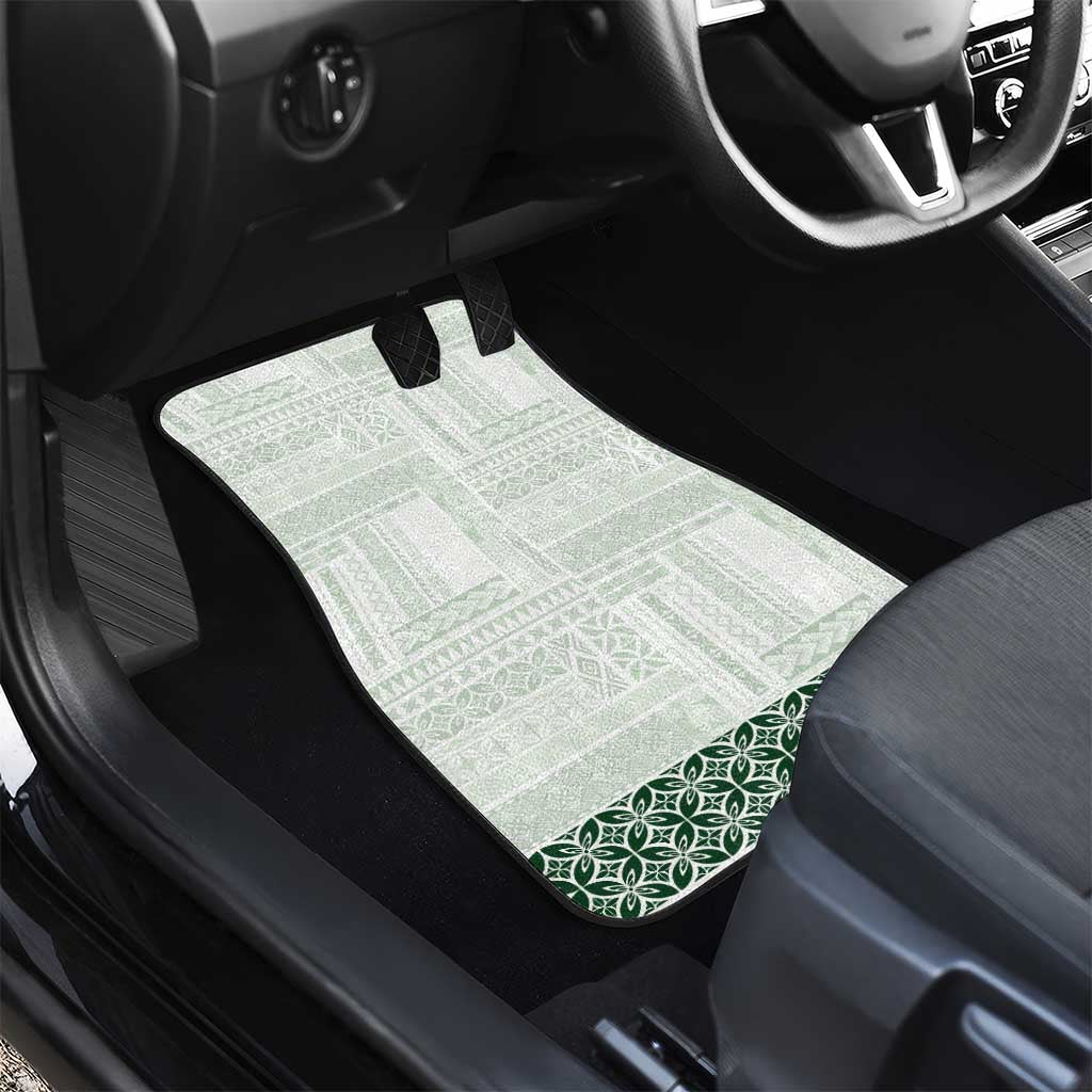 Samoa Siapo Green Trimmed Car Mats Samoa White Sunday LT01 - Polynesian Pride