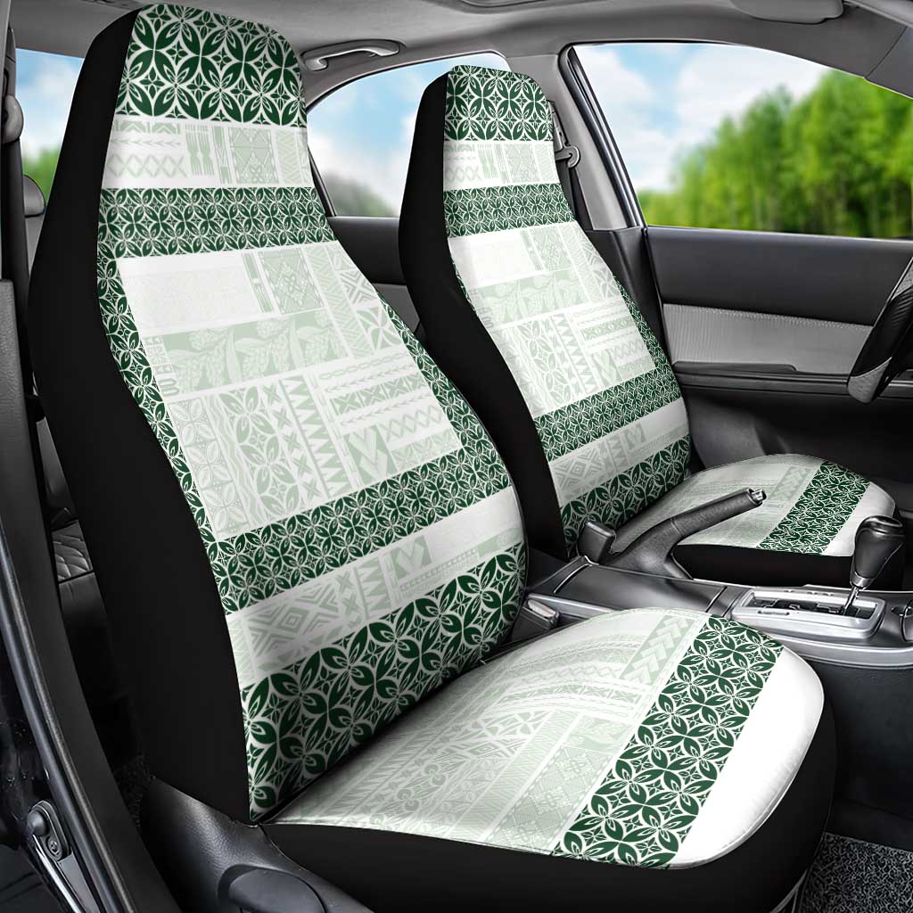 Samoa Siapo Green Trimmed Car Seat Cover Samoa White Sunday - Polynesian Pride