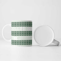 Samoa Siapo Green Trimmed Ceramic Mug Samoa White Sunday - Polynesian Pride