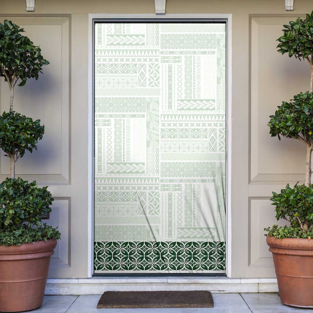 Samoa Siapo Green Trimmed Door Cover Samoa White Sunday LT01 Green - Polynesian Pride