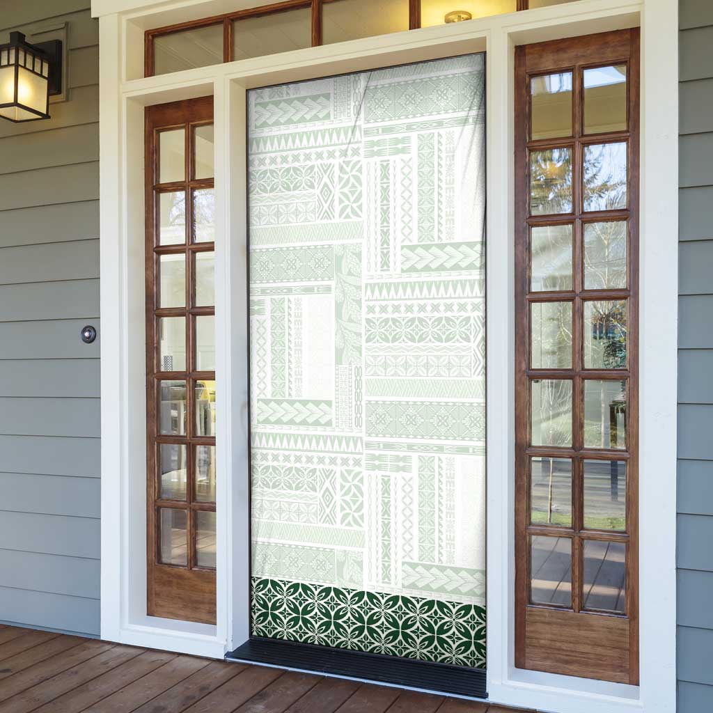 Samoa Siapo Green Trimmed Door Cover Samoa White Sunday LT01 - Polynesian Pride