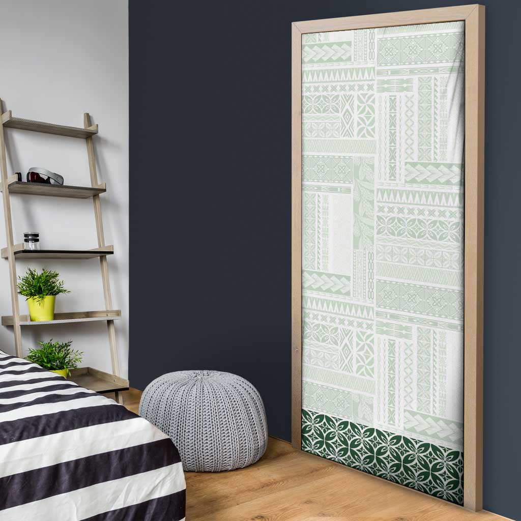 Samoa Siapo Green Trimmed Door Cover Samoa White Sunday LT01 - Polynesian Pride