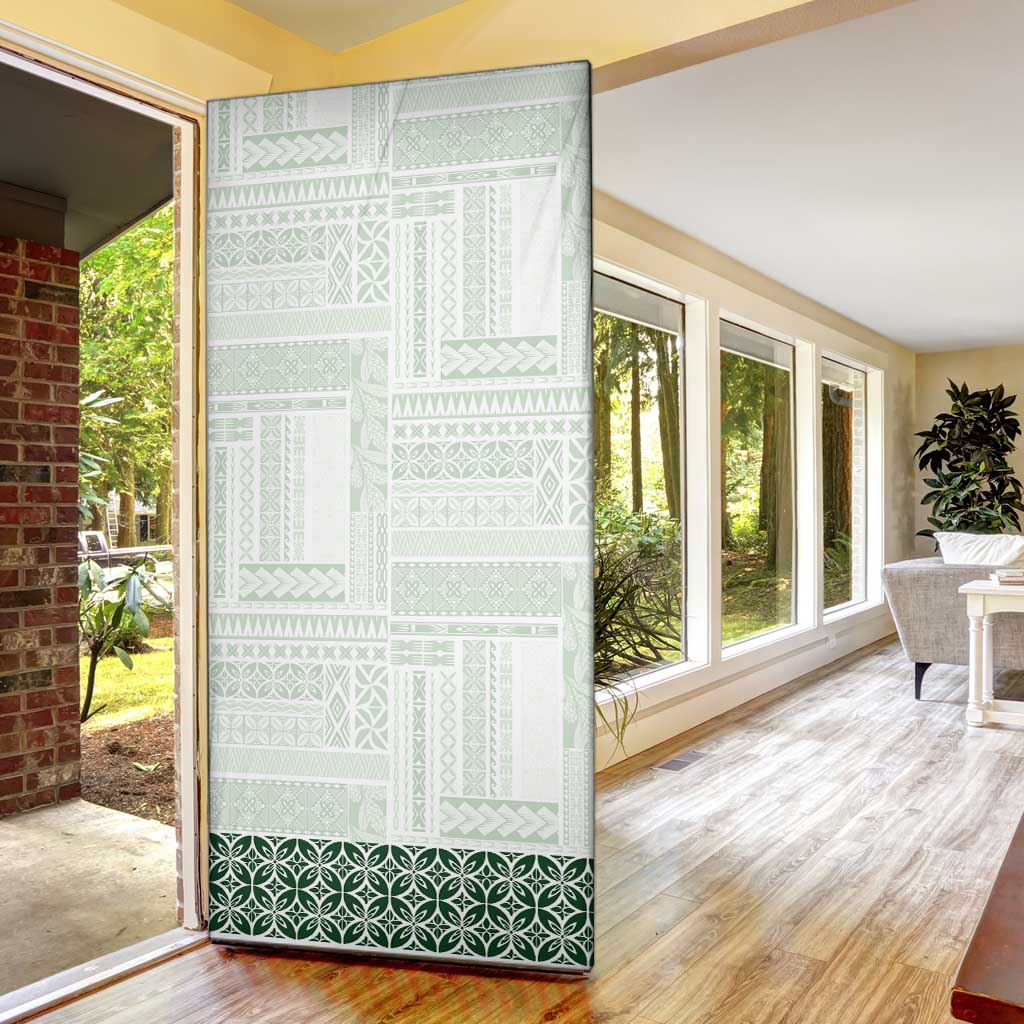 Samoa Siapo Green Trimmed Door Cover Samoa White Sunday LT01 - Polynesian Pride