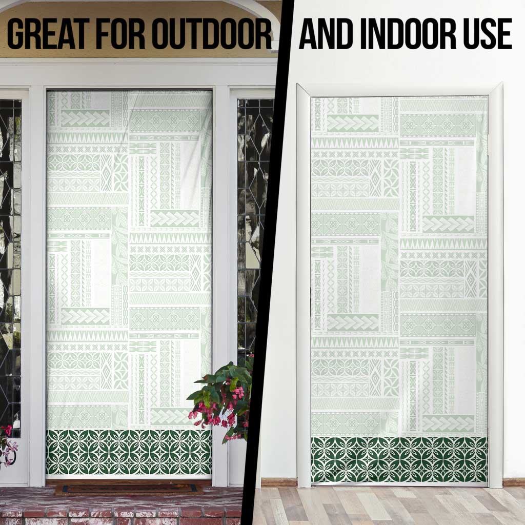 Samoa Siapo Green Trimmed Door Cover Samoa White Sunday LT01 - Polynesian Pride
