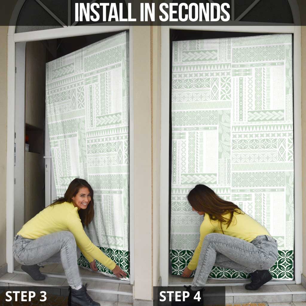 Samoa Siapo Green Trimmed Door Cover Samoa White Sunday LT01 - Polynesian Pride