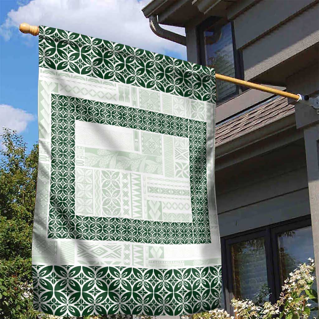 Samoa Siapo Green Trimmed Garden Flag Samoa White Sunday - Polynesian Pride