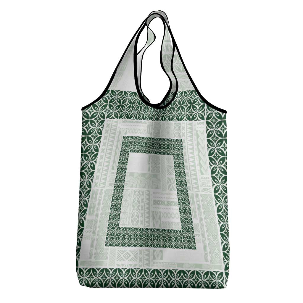 Samoa Siapo Green Trimmed Grocery Bag Samoa White Sunday - Polynesian Pride