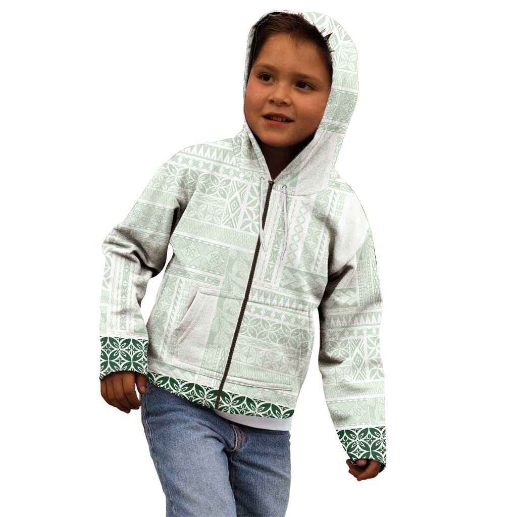 Samoa Siapo Green Trimmed Kid Hoodie Samoa White Sunday - Polynesian Pride