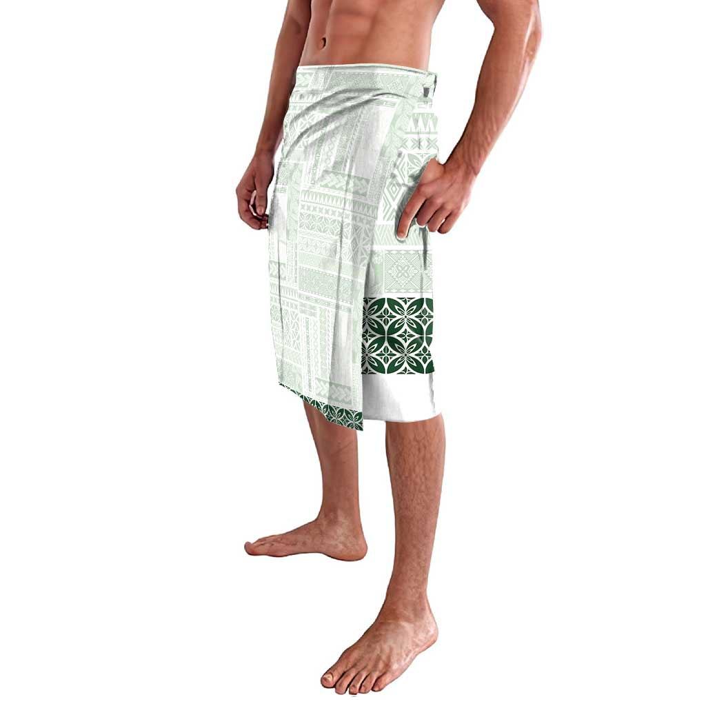 Samoa Siapo Green Trimmed Lavalava Samoa White Sunday - Polynesian Pride