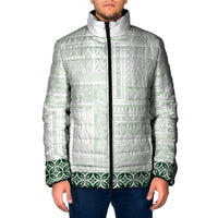 Samoa Siapo Green Trimmed Padded Jacket Samoa White Sunday LT01 Men Green - Polynesian Pride