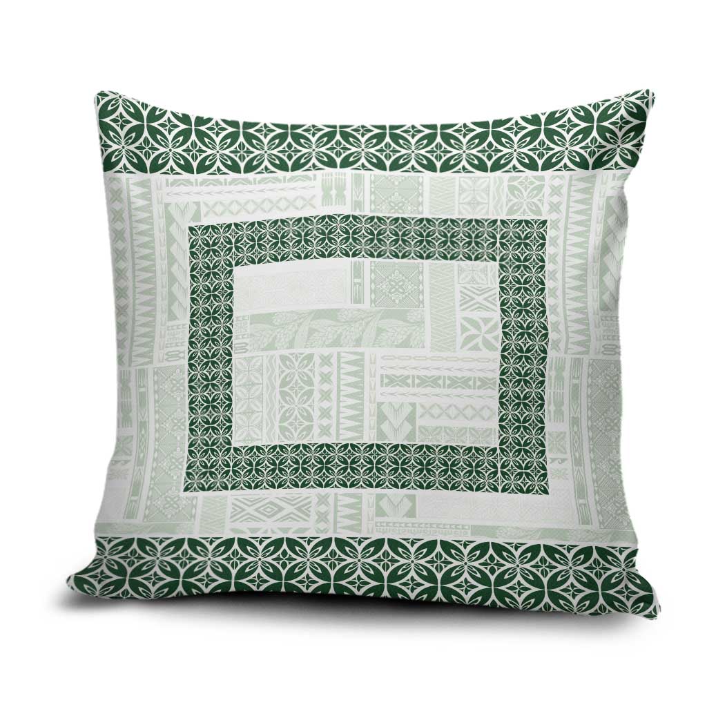 Samoa Siapo Green Trimmed Pillow Cover Samoa White Sunday - Polynesian Pride