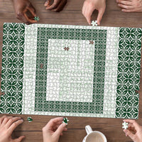 Samoa Siapo Green Trimmed Puzzle Samoa White Sunday - Polynesian Pride