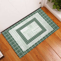 Samoa Siapo Green Trimmed Rubber Doormat Samoa White Sunday - Polynesian Pride