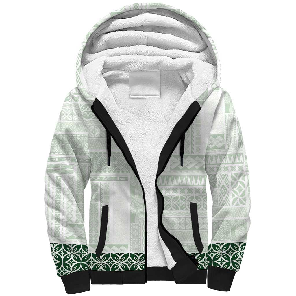 Samoa Siapo Green Trimmed Sherpa Hoodie Samoa White Sunday LT01 Unisex Green - Polynesian Pride