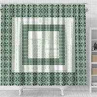 Samoa Siapo Green Trimmed Shower Curtain Samoa White Sunday - Polynesian Pride