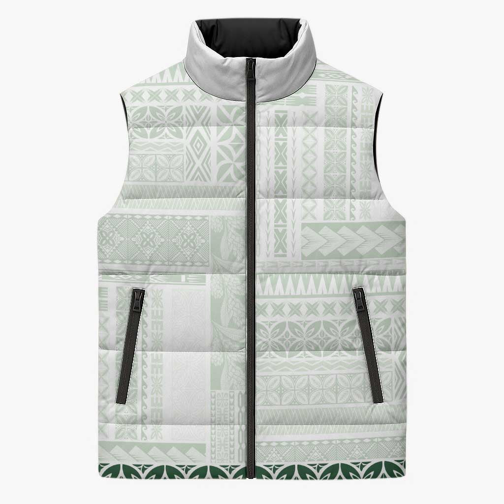 Samoa Siapo Green Trimmed Sleeveless Puffer Jacket Samoa White Sunday LT01 Unisex Green - Polynesian Pride