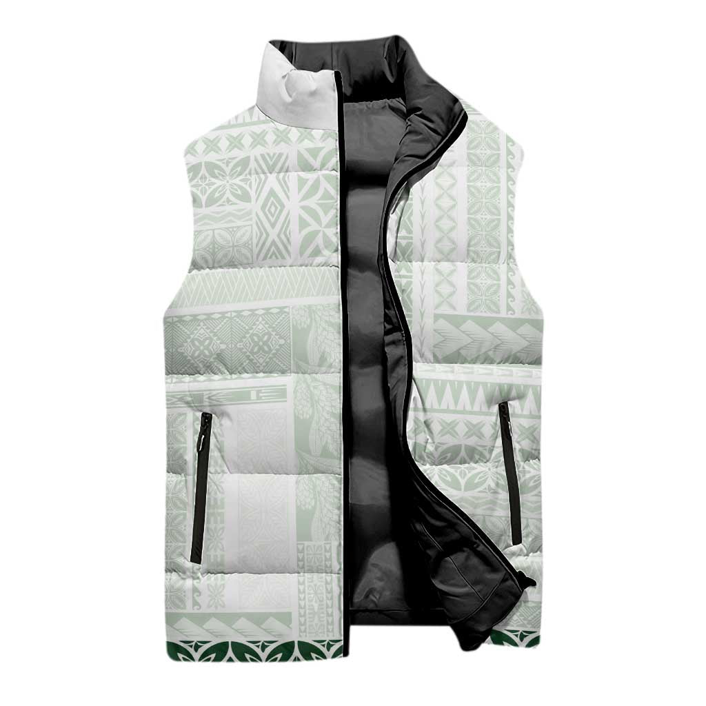 Samoa Siapo Green Trimmed Sleeveless Puffer Jacket Samoa White Sunday LT01 - Polynesian Pride