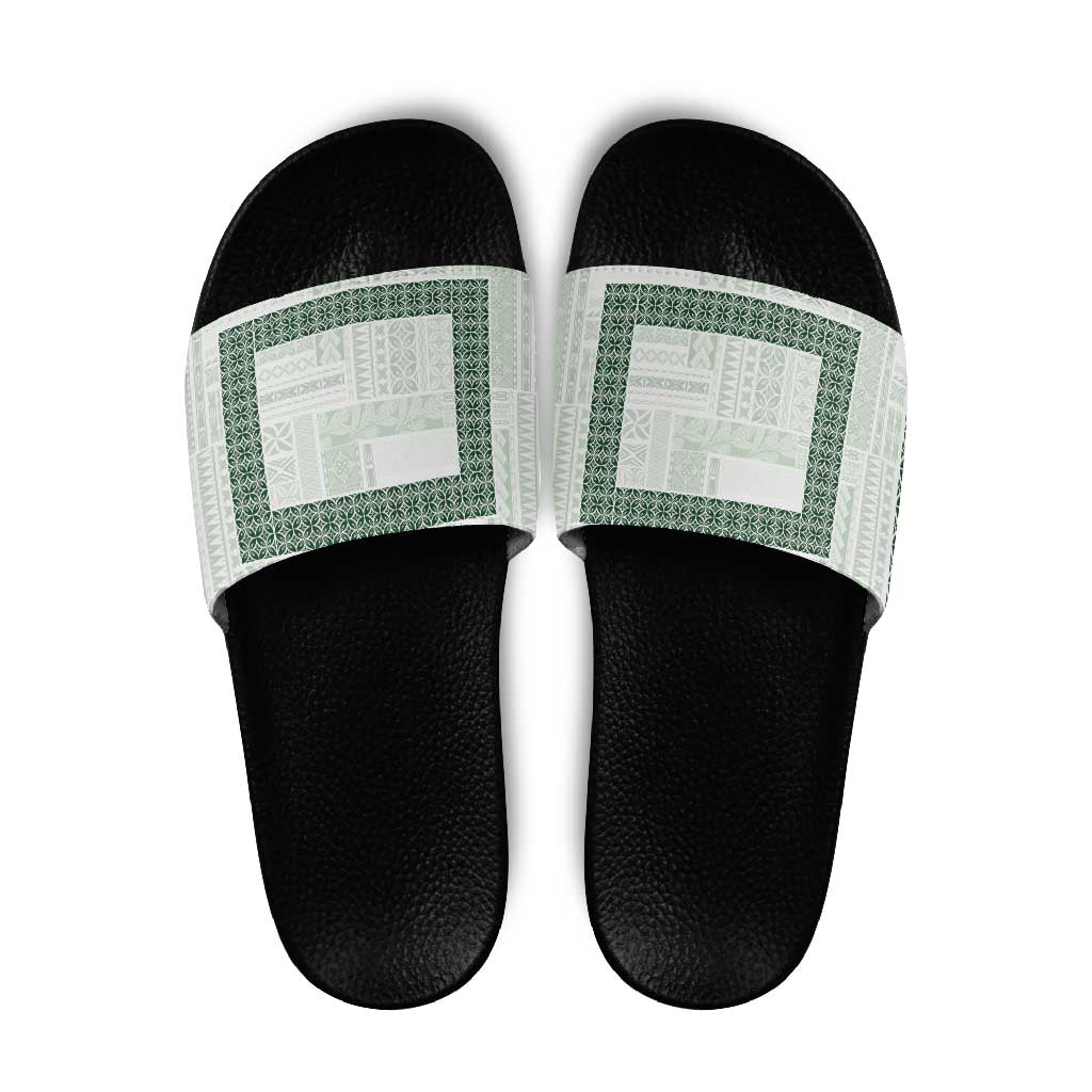Samoa Siapo Green Trimmed Slide Sandals Samoa White Sunday - Polynesian Pride