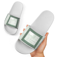 Samoa Siapo Green Trimmed Slide Sandals Samoa White Sunday LT01 - Polynesian Pride