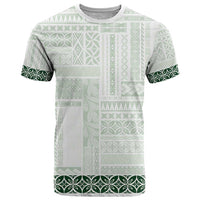 Samoa Siapo Green Trimmed T Shirt Samoa White Sunday - Polynesian Pride