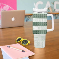 Samoa Siapo Green Trimmed Tumbler With Handle Samoa White Sunday - Polynesian Pride