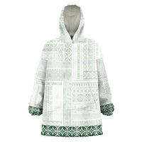 Samoa Siapo Green Trimmed Wearable Blanket Hoodie Samoa White Sunday LT01 One Size Green - Polynesian Pride