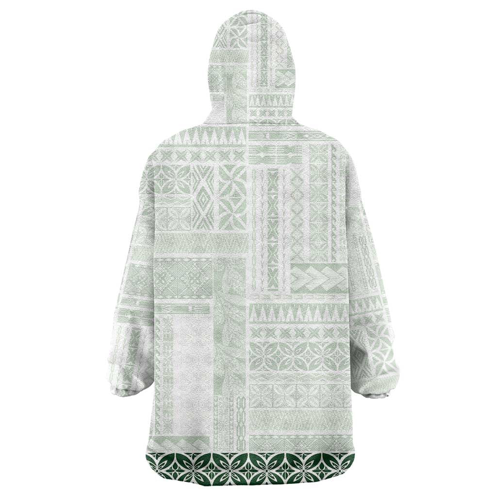 Samoa Siapo Green Trimmed Wearable Blanket Hoodie Samoa White Sunday LT01 - Polynesian Pride