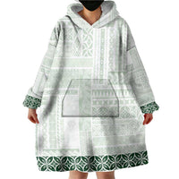 Samoa Siapo Green Trimmed Wearable Blanket Hoodie Samoa White Sunday LT01 - Polynesian Pride