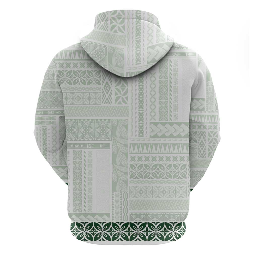 Samoa Siapo Green Trimmed Zip Hoodie Samoa White Sunday - Polynesian Pride