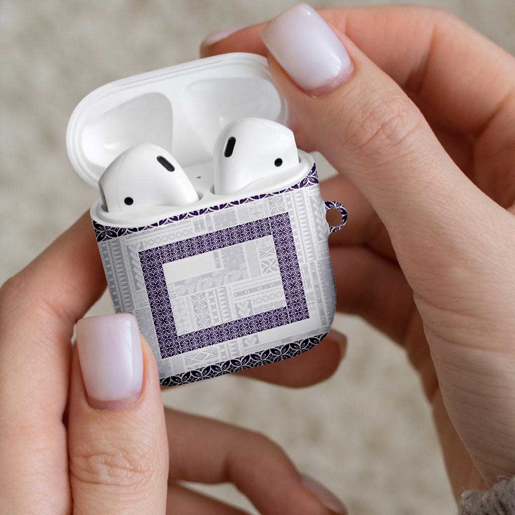 Samoa Siapo Purple Trimmed AirPods Case Samoa White Sunday - Polynesian Pride