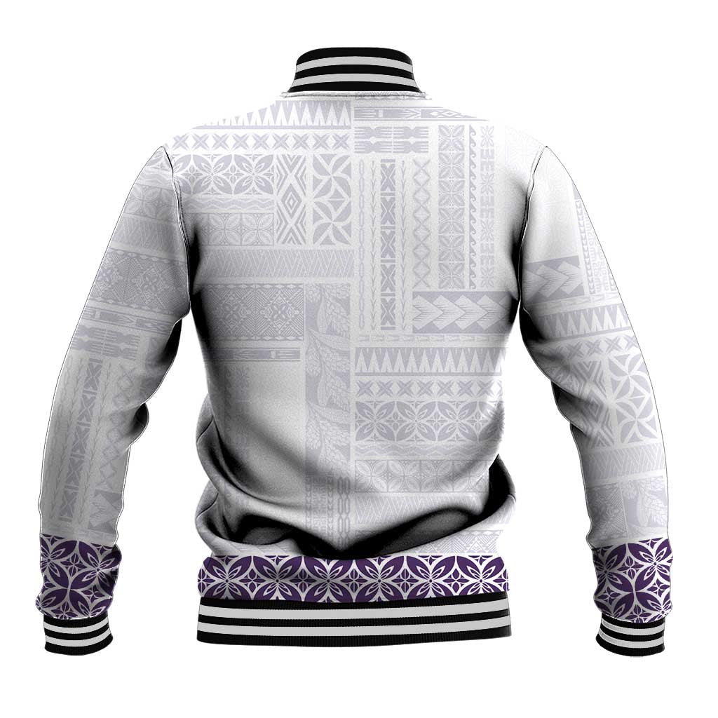 Samoa Siapo Purple Trimmed Baseball Jacket Samoa White Sunday LT01 - Polynesian Pride