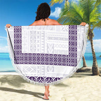 Samoa Siapo Purple Trimmed Beach Blanket Samoa White Sunday LT01 - Polynesian Pride