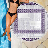 Samoa Siapo Purple Trimmed Beach Blanket Samoa White Sunday LT01 - Polynesian Pride