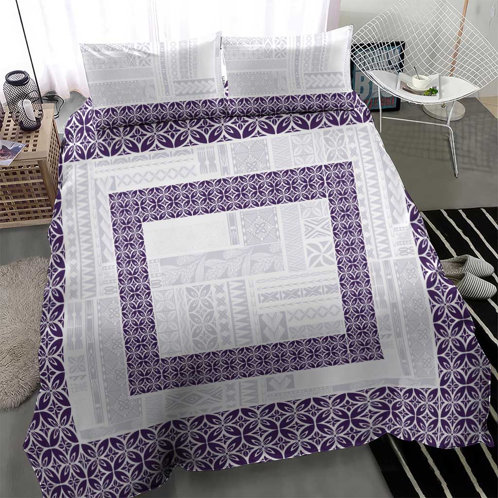 Samoa Siapo Purple Trimmed Bedding Set Samoa White Sunday - Polynesian Pride