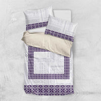 Samoa Siapo Purple Trimmed Bedding Set Samoa White Sunday - Polynesian Pride