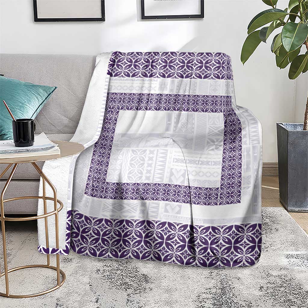 Samoa Siapo Purple Trimmed Blanket Samoa White Sunday - Polynesian Pride