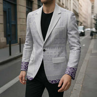 Samoa Siapo Purple Trimmed Blazer Samoa White Sunday - Polynesian Pride