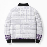 Samoa Siapo Purple Trimmed Bomber Puffer Jacket Samoa White Sunday LT01 - Polynesian Pride