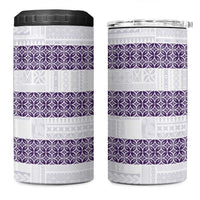 Samoa Siapo Purple Trimmed 4 in 1 Can Cooler Tumbler Samoa White Sunday - Polynesian Pride