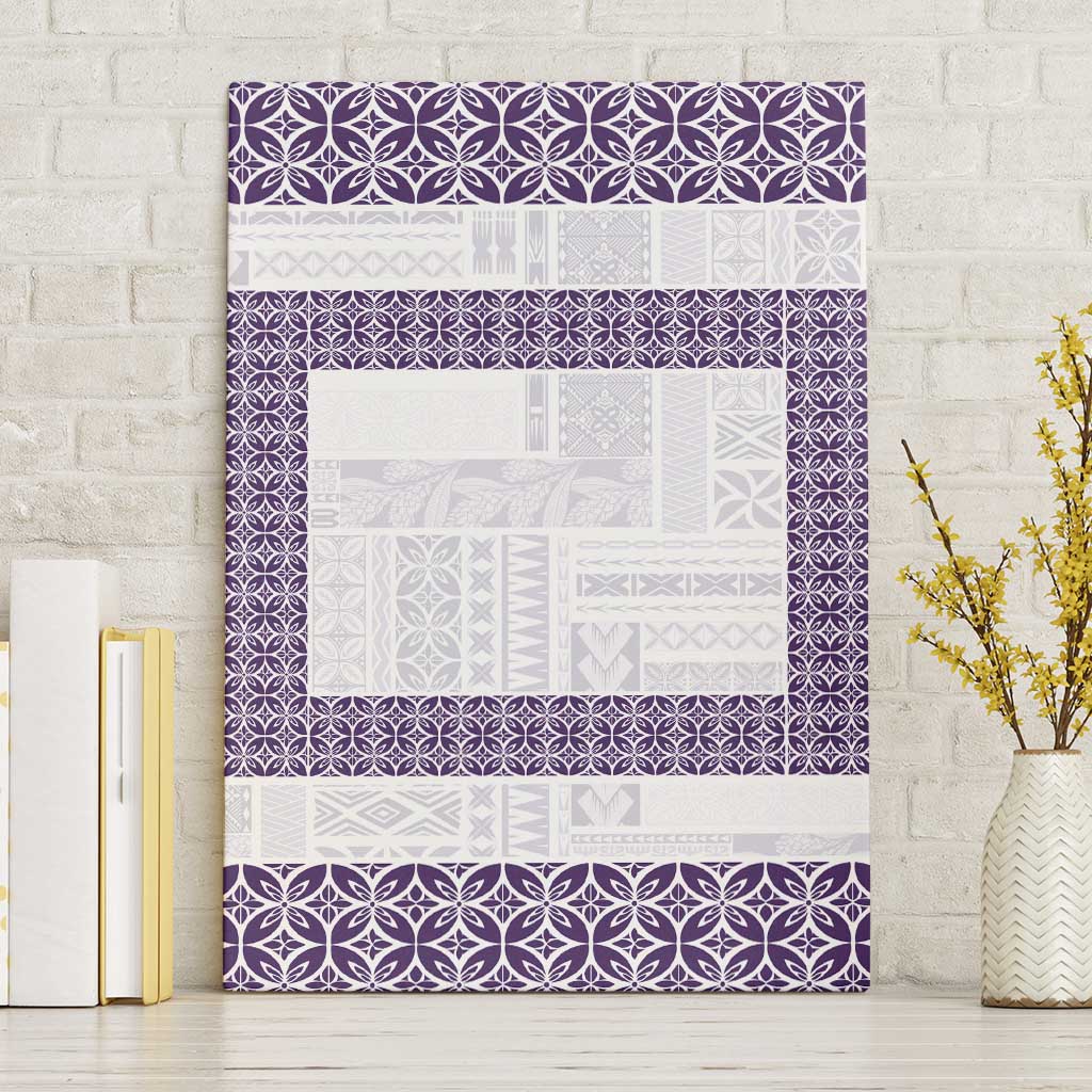 Samoa Siapo Purple Trimmed Canvas Wall Art Samoa White Sunday - Polynesian Pride
