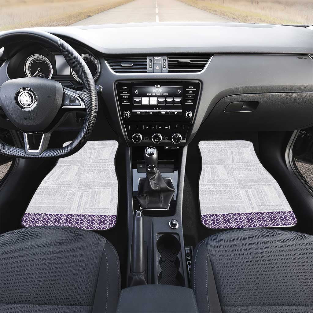 Samoa Siapo Purple Trimmed Car Mats Samoa White Sunday LT01 Set 2pcs - Front Purple - Polynesian Pride