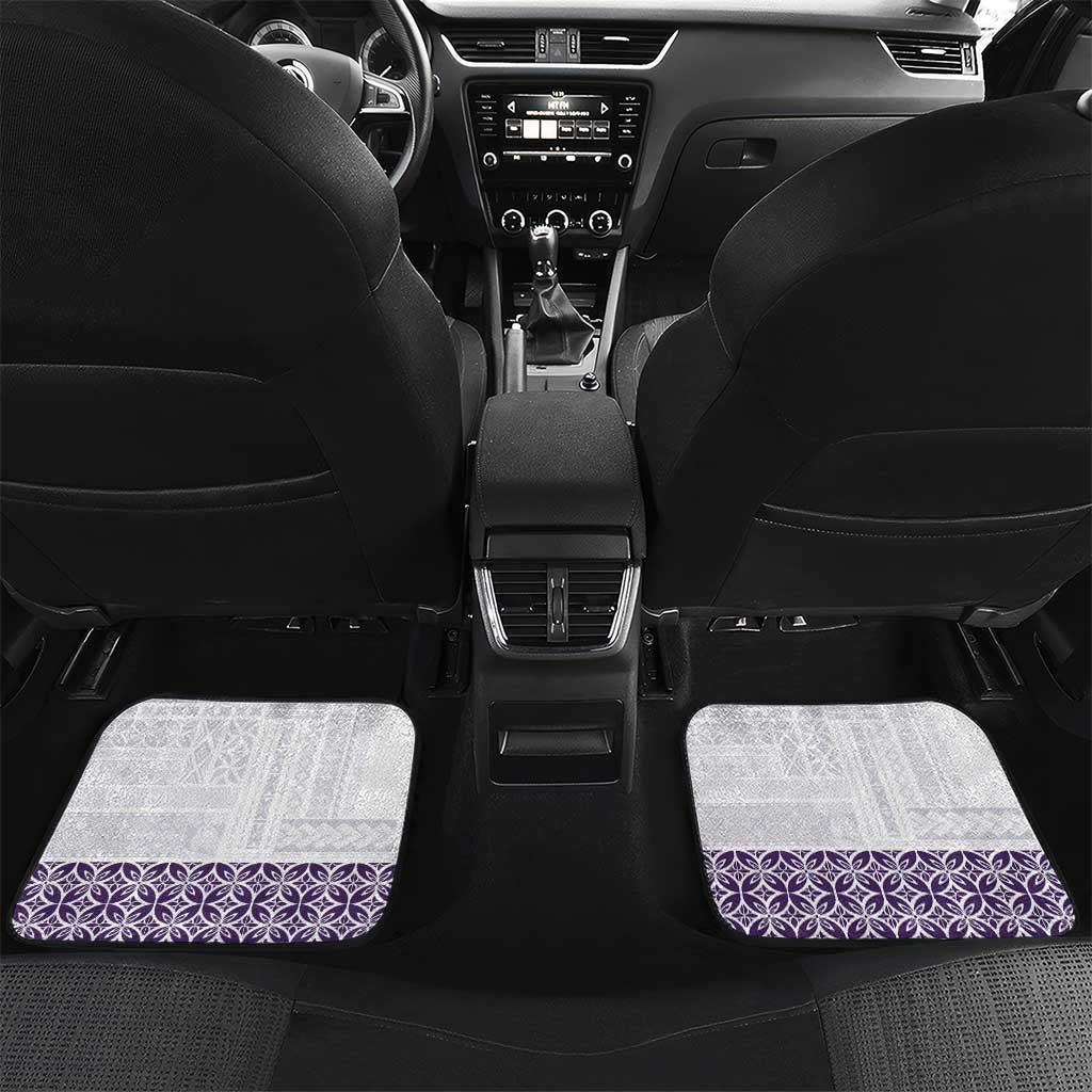 Samoa Siapo Purple Trimmed Car Mats Samoa White Sunday LT01 Set 2pcs - Back Purple - Polynesian Pride