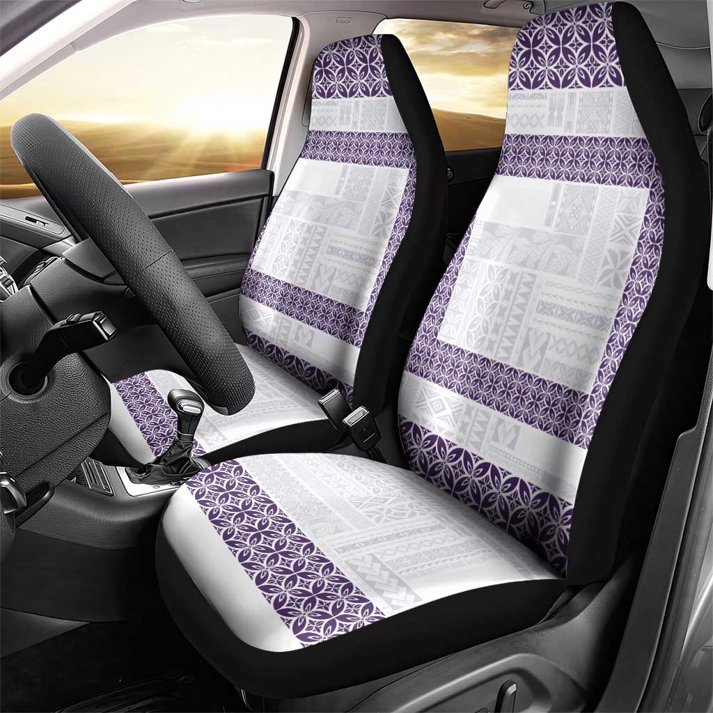 Samoa Siapo Purple Trimmed Car Seat Cover Samoa White Sunday - Polynesian Pride