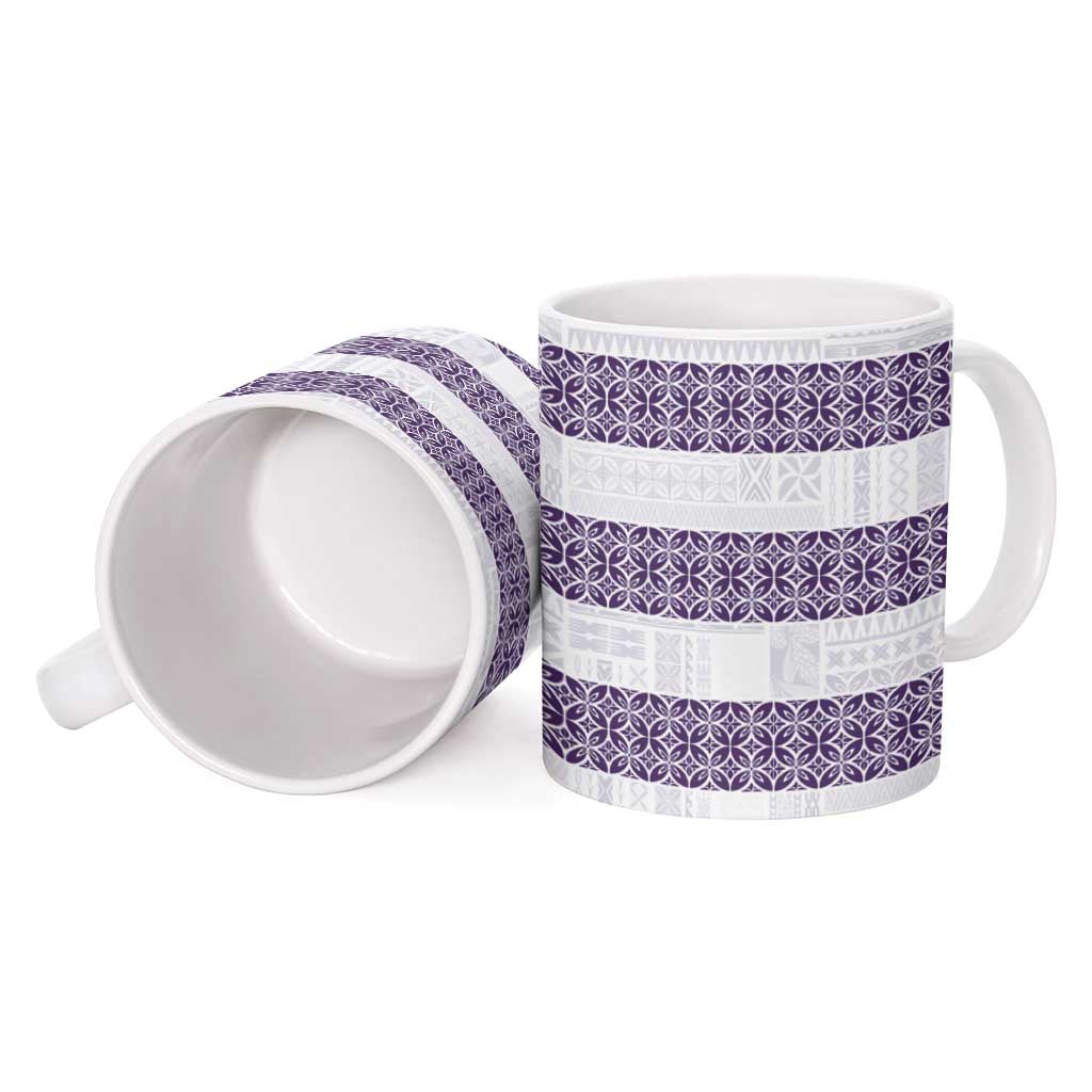 Samoa Siapo Purple Trimmed Ceramic Mug Samoa White Sunday - Polynesian Pride